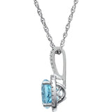 Natural Sky Blue Topaz and Diamond Sterling Silver Necklace