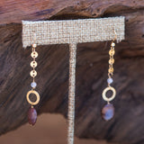 Nourishing the Soul: Peach and Rainbow Moonstone Gold Dangle Earrings