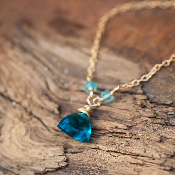 Blue Gemstone Moissanite Four Leaf Clover Adjustable Necklace – ICEGIANT