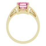 2 Ct. Emerald Cut Natural Pink Tourmaline Ring 14k Yellow Gold 
