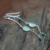 Peace and Tranquility: Prehnite and Emerald Silver Dangle Earrings