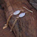 rainbow moonstone and gold chain earrings