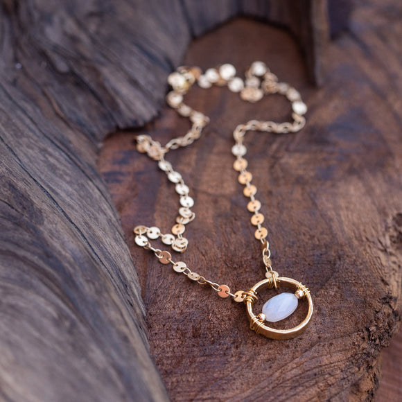 Perfect, Whole and Complete: Rainbow Moonstone Gold Necklace