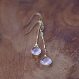 rose quartz gold chain earrings