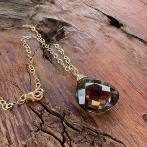 Positivity and Healing Energy: Smoky Quartz High Vibration Gold Necklace