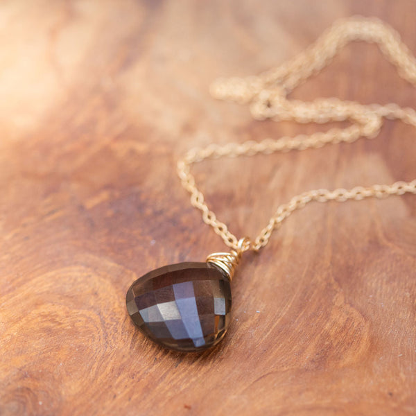 Positivity and Healing Energy: Smoky Quartz High Vibration Gold Necklace