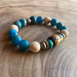 Just Be You: Blue Apatite, Pyrite, Turquoise, Tiger Eye, Jasper Boho Spiritual Bracelet