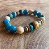 Just Be You: Blue Apatite, Pyrite, Turquoise, Tiger Eye, Jasper Boho Spiritual Bracelet