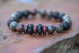 The Fire Within: Bloodstone and Black Lava Rock Men's Beaded Stacking Bracelet