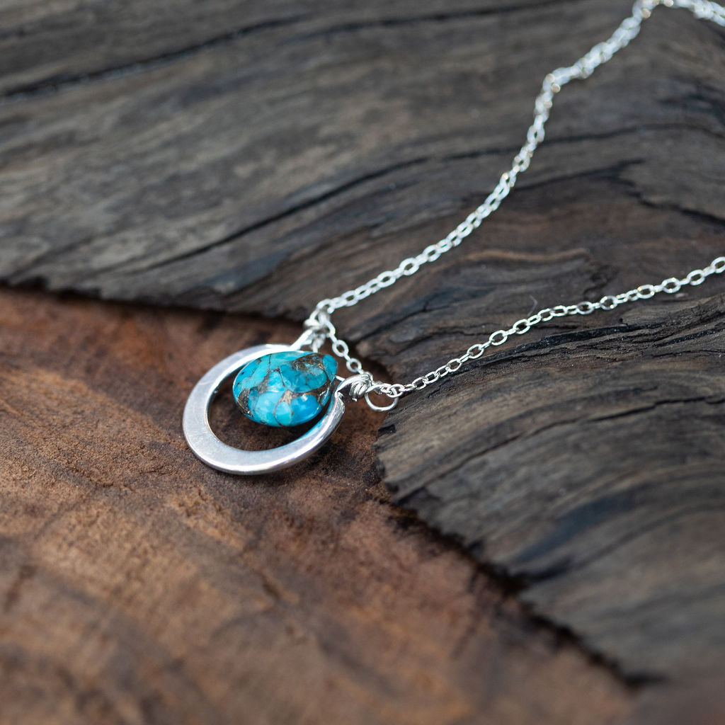 Turquoise Silver Chakra Necklace