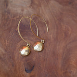 v-style gold circle disc earrings 